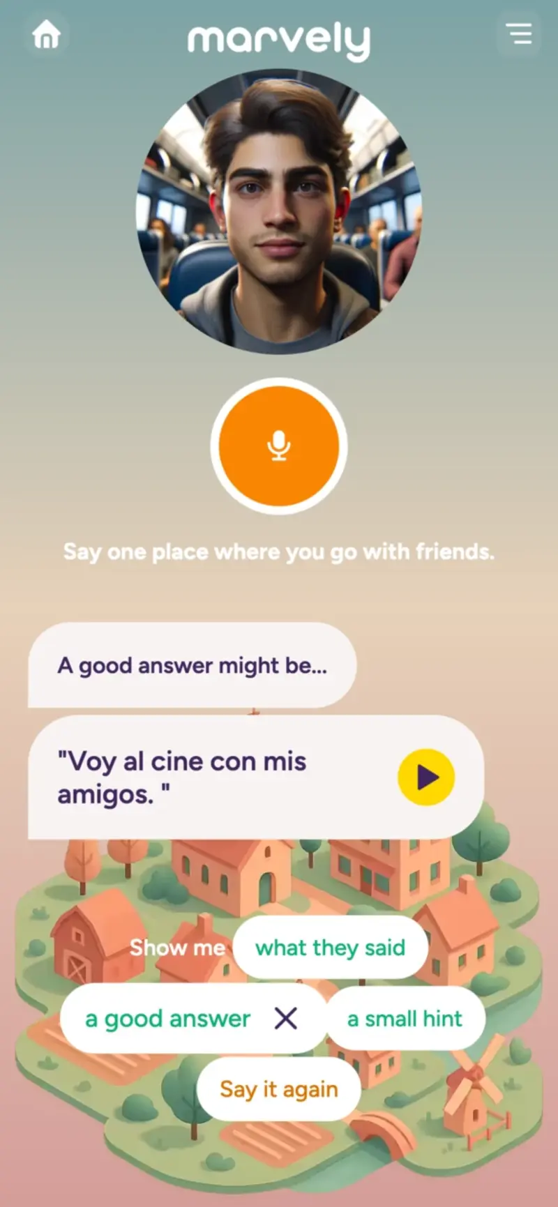 Marvely AI feedback on a Spanish GCSE speaking scenario