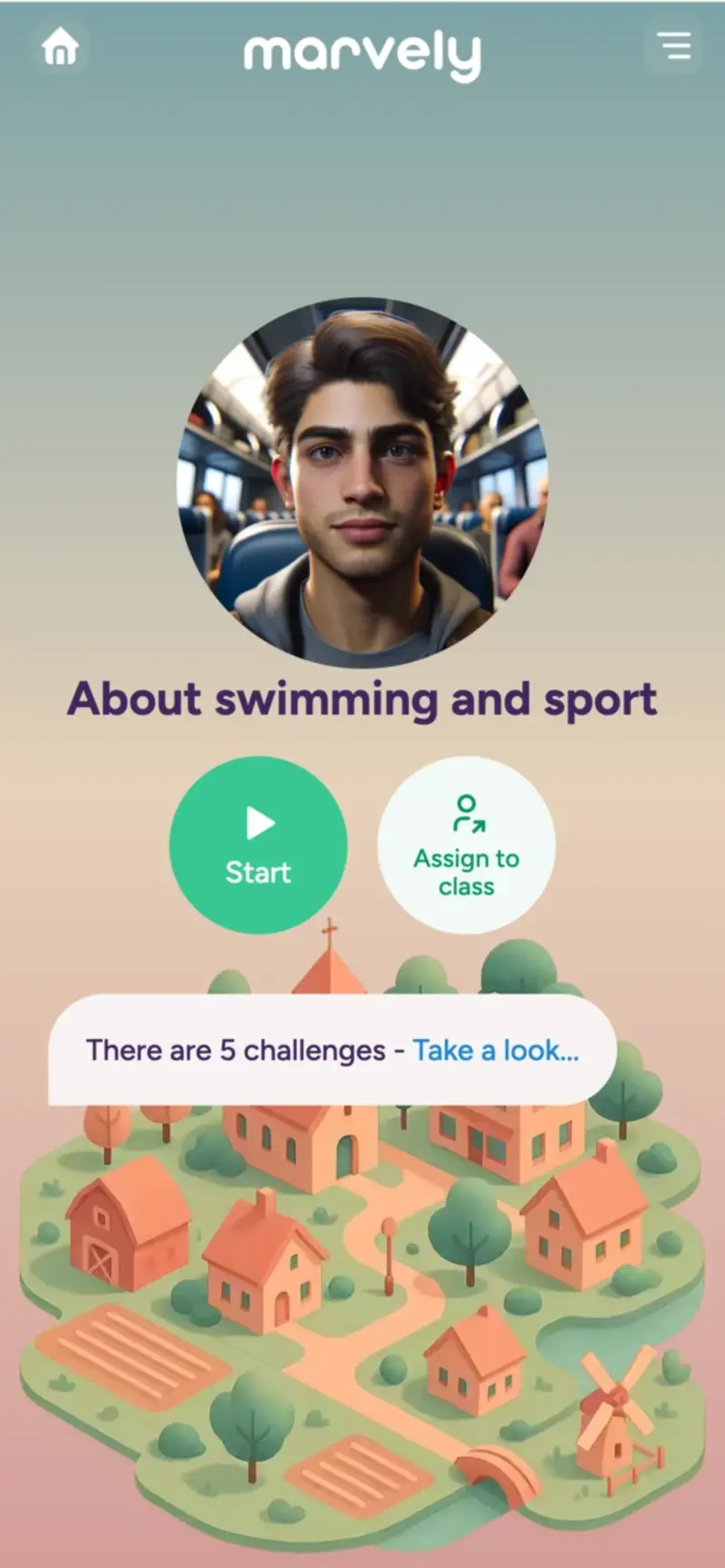 Marvely student speaking scenario screenshot